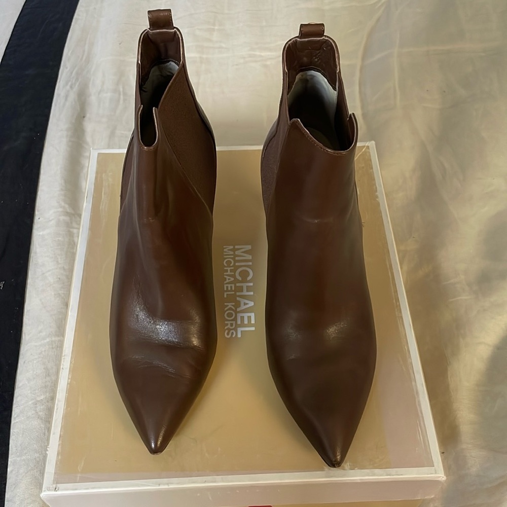 MICHAEL Michael Kors brown leather bootie.